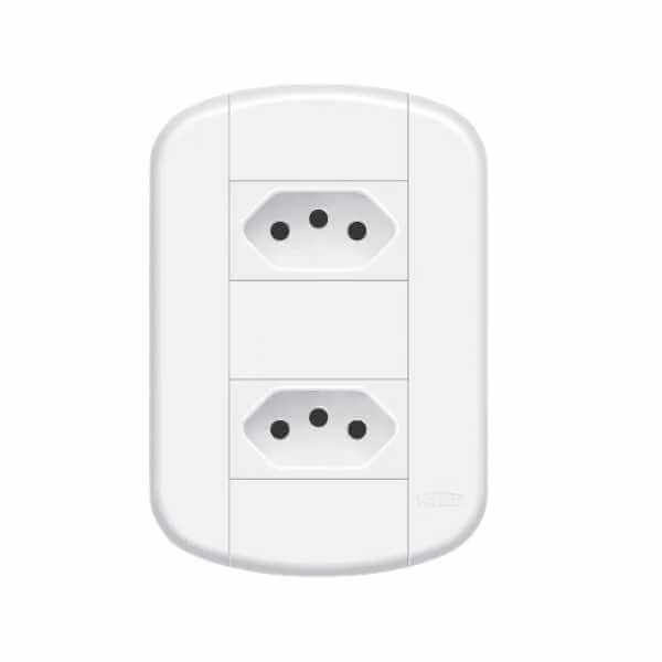2 TOMADAS 2P+T 10A/250V~ - DISTANCIADAS - BLANC MAIS Fame