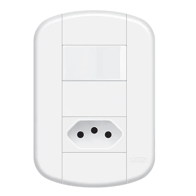 INTERRUPTOR SIMPLES 16A/250V~ E TOMADA 2P+T 10A/250V~ - DISTANCIADOS - BLANC MAIS Fame - Constrular CP