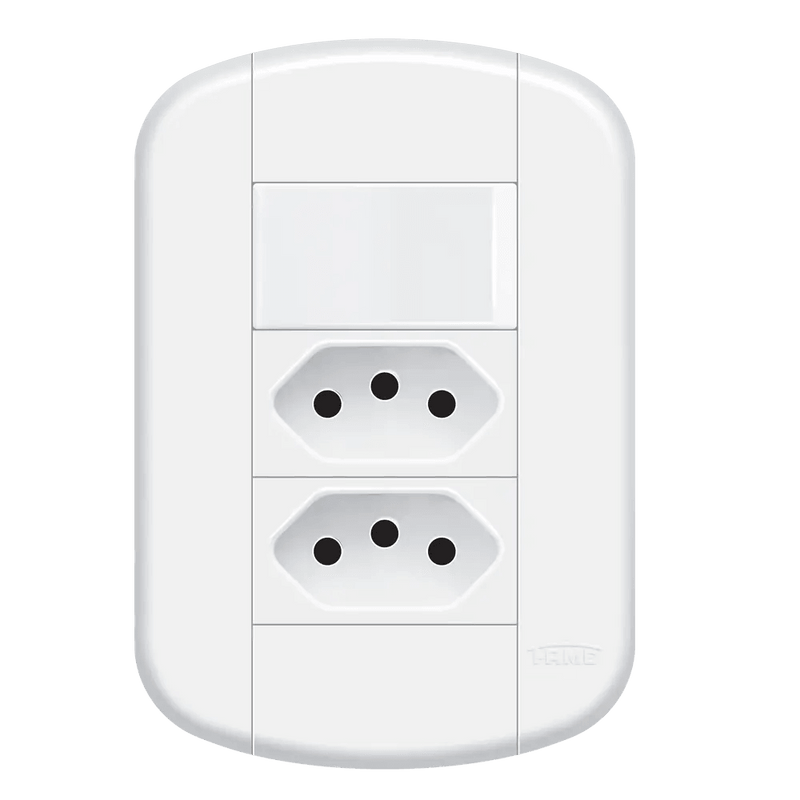 INTERRUPTOR SIMPLES 16A/250V~ E 2 TOMADAS 2P+T 20A/250V~ - BLANC MAIS Fame - Constrular CP