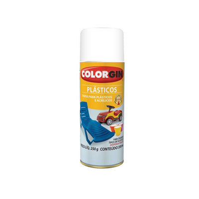 TINTA SPRAY 350ML PLASTICO E ACRILICOS BRANCO FOSCO - COLORGIN