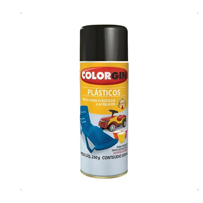 TINTA SPRAY 350ML PLASTICO E ACRILICOS PRETO FOSCO - COLORGIN