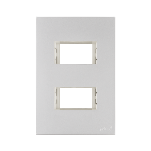 Placa Recta 4x2 - 2 Módulo - C/ Suporte Prata SATIN - Blux