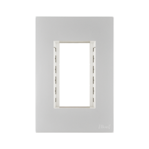Placa Recta 4x2 - 3 Módulo - C/ Suporte Prata SATIN - Blux