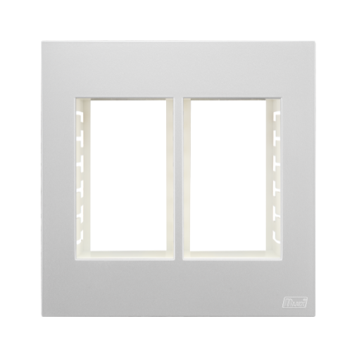 Placa Recta 4x4 - 6 Módulos - C/ Suporte Prata SATIN - Blux