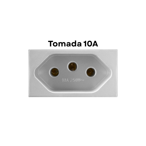 Módulo Recta Prata Satin - Tomada 10A - BLux
