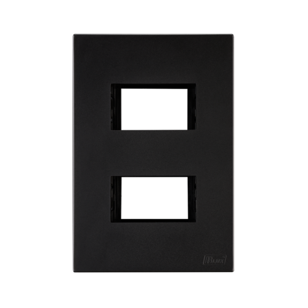 Placa Recta 4x2 - 2 Módulo - C/ Suporte Black SATIN - Blux