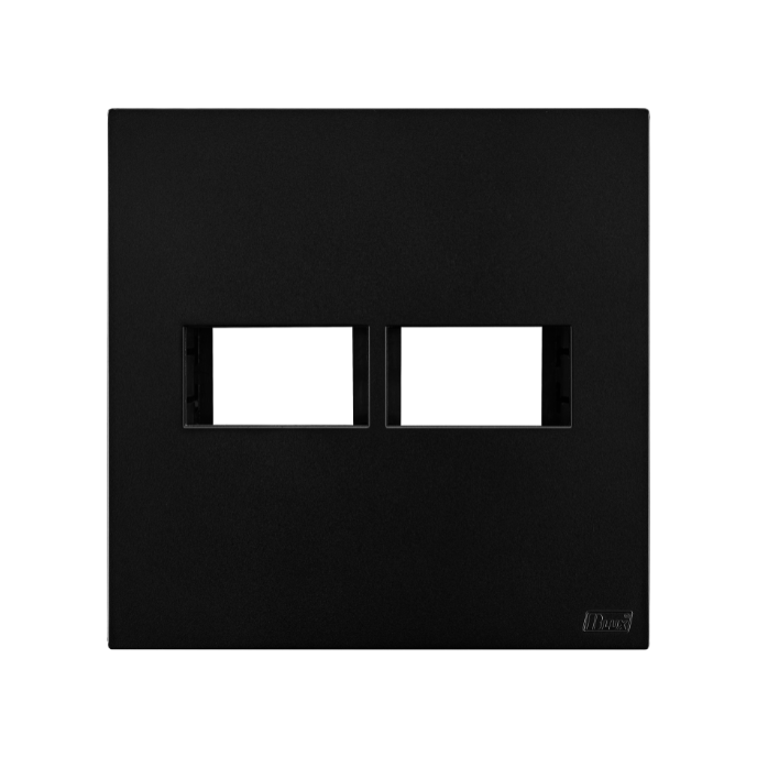 Placa Recta 4x4 - 2 Módulos - C/ Suporte Black SATIN - Blux