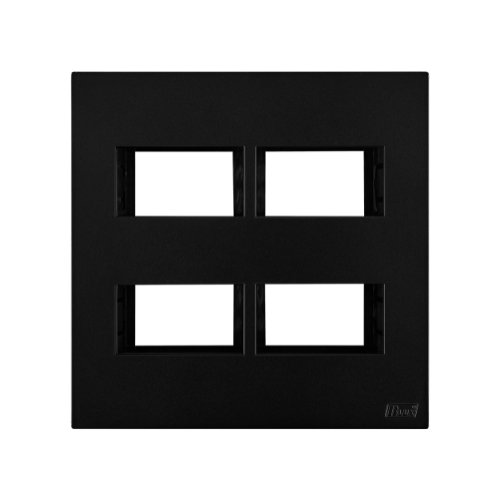 Placa Recta 4x4 - 4 Módulos - C/ Suporte Black SATIN - Blux