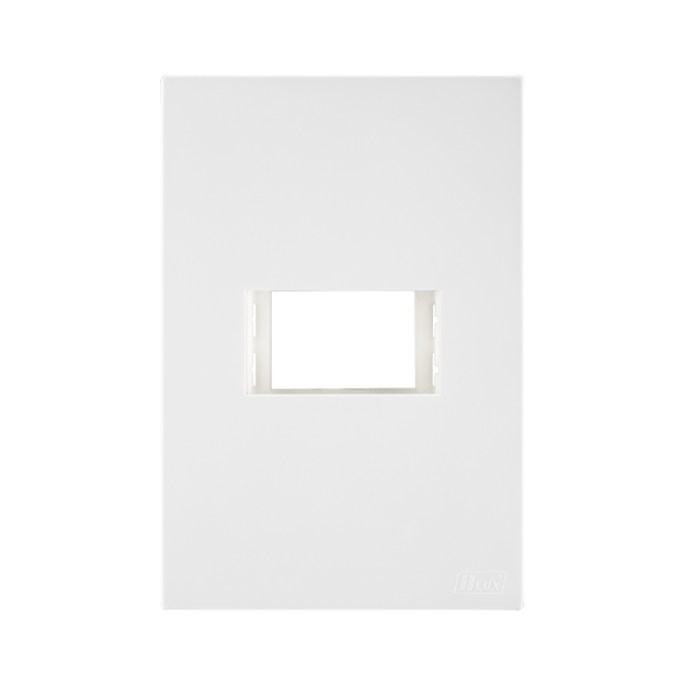 Placa Recta 4x2 - 1 Módulo - C/ Suporte Branco SATIN - Blux