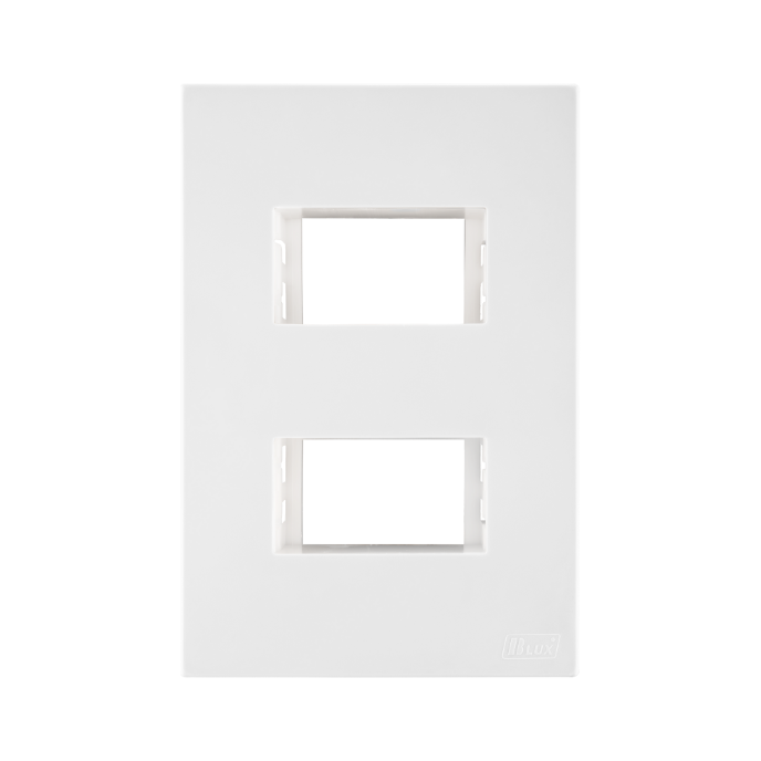 Placa Recta 4x2 - 2 Módulo - C/ Suporte Branco SATIN - Blux