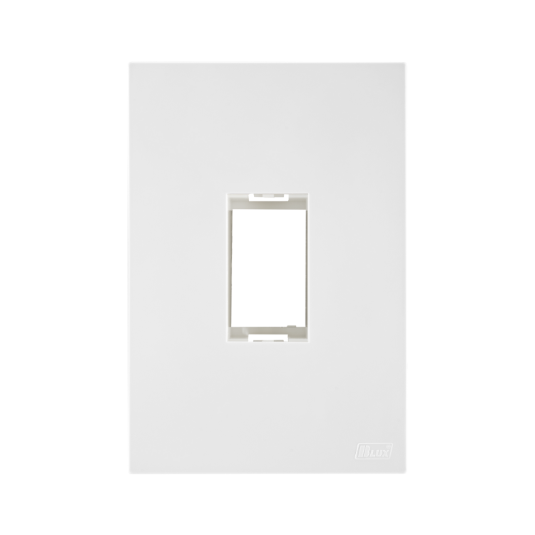 Placa Recta 4x2 - 1 Módulo Vertical - C/ Suporte Branco SATIN - Blux