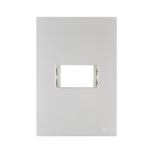 Placa Recta 4x2 - 1 Módulo - C/ Suporte Prata SATIN - Blux