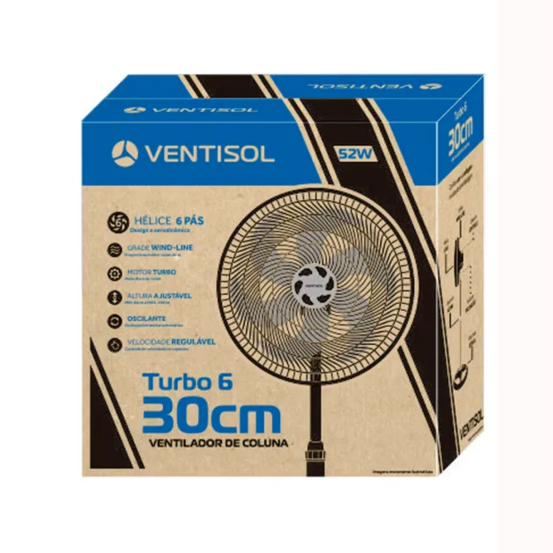 Ventilador de Coluna 30cm Preto 127V