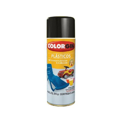 TINTA SPRAY 350ML PLASTICO E ACRILICOS PRETO - COLORGIN