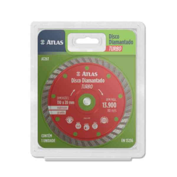 Disco de Corte Diamantado Turbo 110mm Atlas