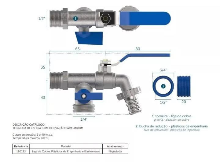 Torneira Esfera Dupla Tanque Maquina Blukit - Constrular CP