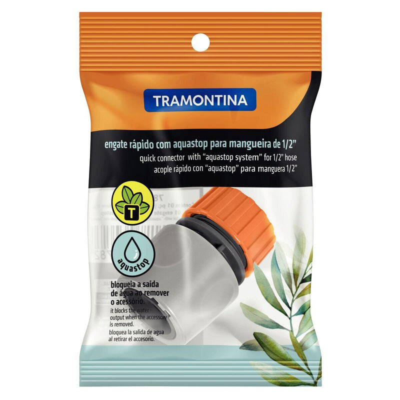 Engate Rápido com Aquastop Tramontina em Plástico para Mangueira 1/2" - Constrular CP