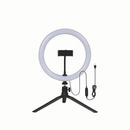 RING LIGHT LED 10 8W 3000K/4200K/6500K PRETA C/ TRIPE 19CM G-LIGHT