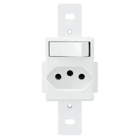 Interruptor 1 Simples com Tomada 2P+T 20A/250V 1340 Blanc FAME - Constrular CP