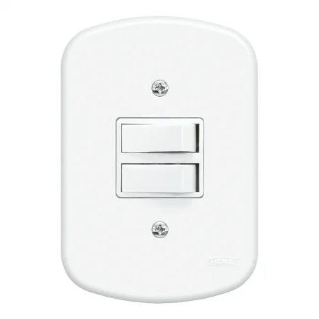 Interruptor Duplo Paralelo com Placa 4x2 642 Blanc FAME - Constrular CP