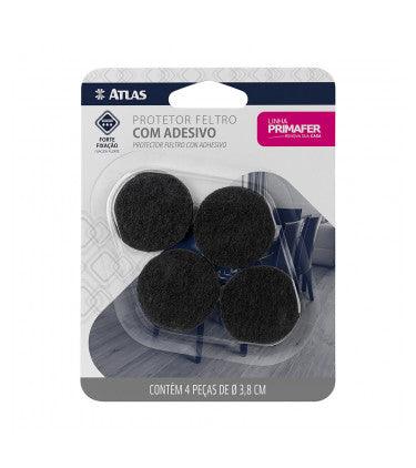 Protetor Adesivo Redondo 8cm 4Peças Feltro Atlas - Constrular CP
